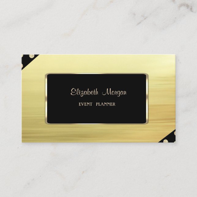 Elegant Lyx Stilfull, Falskt Guld, Svart Ram Visitkort (Framsida)