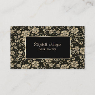 Elegant Lyx Stilfull, Guld Blommor, Ram Visitkort