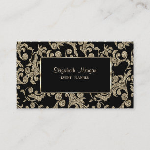 Elegant Lyx Stilfull, Guld Glitter Virvlar, Ram Visitkort