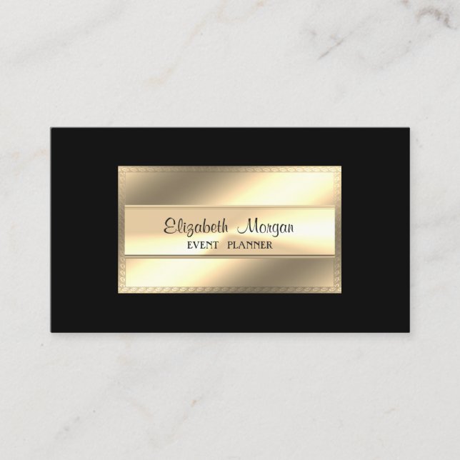 Elegant Lyx Stilfull, Svart, Ram Visitkort (Framsida)
