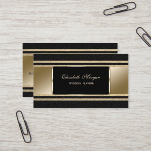 Elegant Lyx, Svart, Falska Guld Glittriga Ränder Visitkort