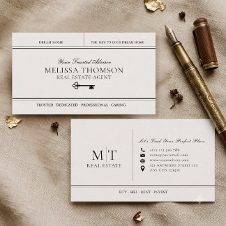 Elegant Lyx Svart Fastighetsmäklare Monogram Visitkort
