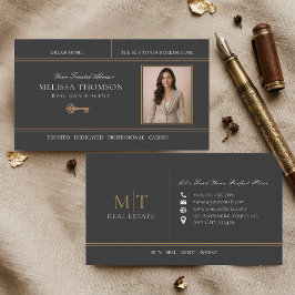 Elegant Lyx Svart Guld Fastighetsmäklare Foto Visitkort