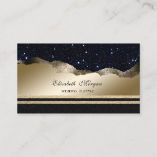 Elegant Lyx, Svart, Guld Glitterränder Visitkort