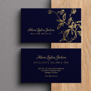 Elegant lyxfaux guld foil mörk marin blått visitkort