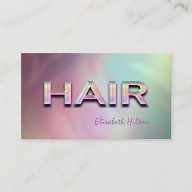 Elegant lyxglamorös, färgstark HAIR-holografisk Visitkort (Framsida)