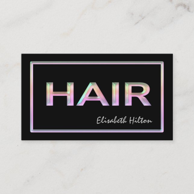 Elegant lyxgul holografisk HAIR Visitkort (Framsida)