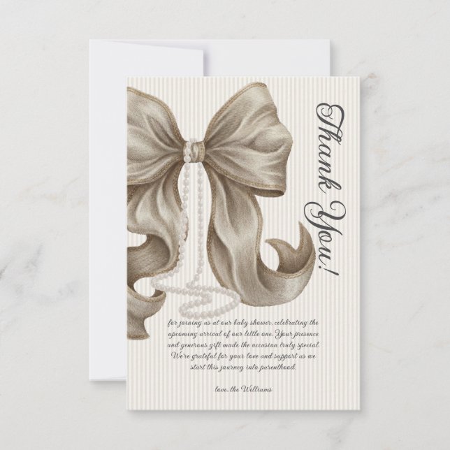 Elegant lyxig baby shower tack kort (Framsida)