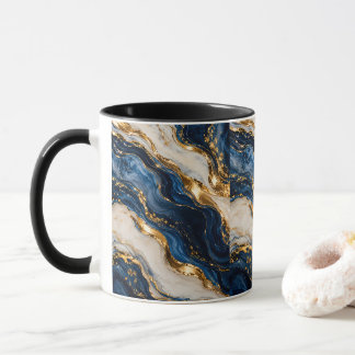 Elegant lyxig blå och guldmarmor tvåtons mugg