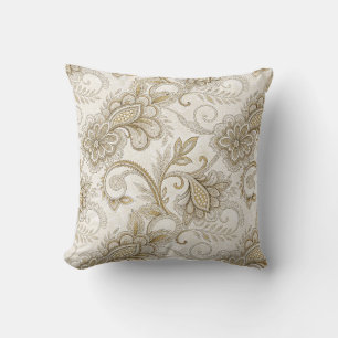 Elegant Lyxig Blommig Paisley Design Mönster Konst Kudde