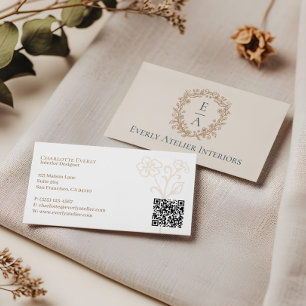 Elegant Lyxig Bouquetbutik Blommig Monogram Vapen Visitkort