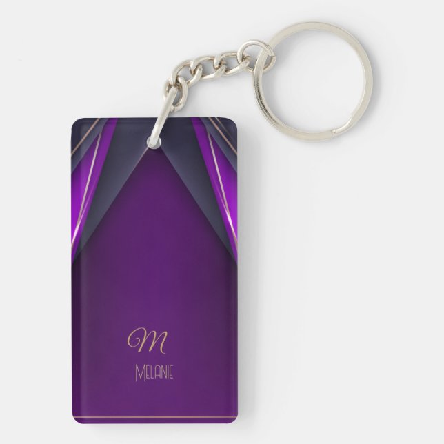 Elegant Lyxig Lila Guld Monogram Modern Glamour (Baksidan)