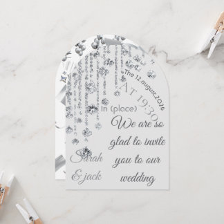 Elegant Lyxig Silver Kristall Bröllopsinbjudan C Inbjudningar
