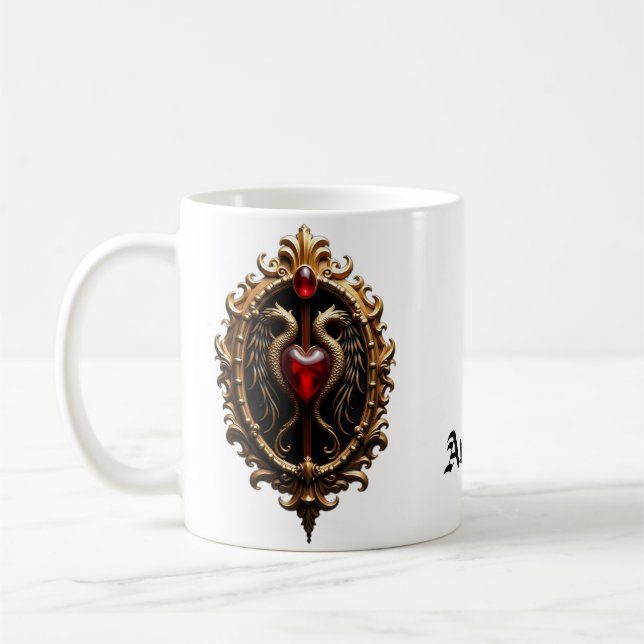 Elegant lyxigt hjärtemblem. kaffemugg (Vänster)