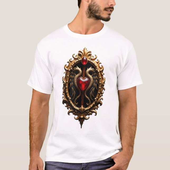 Elegant lyxigt hjärtemblem. t shirt (Framsida)