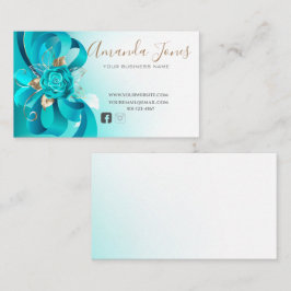Elegant lyxturkos teal guld professionell  visitkort