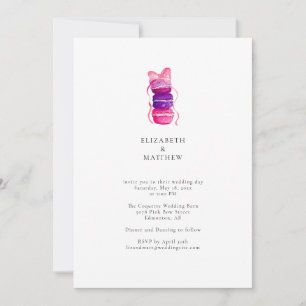Elegant Macaron Rosa Bow Coquette Bröllop Inbjudningar