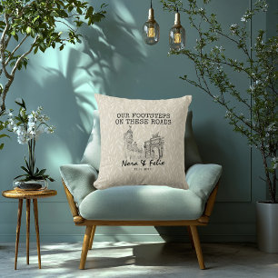Elegant Madrid Silhuett Illustration i Texturerad Kudde