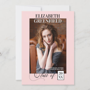 Elegant Magazine Stil Rosa Photo annons Inbjudningar