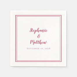 Elegant Magenta Enkel Modern Minimalistisk Bröllop Pappersservett