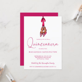 Elegant Magenta Gnistra Högklackars Quinceañera Inbjudningar