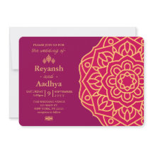 Elegant Magenta Guld Hindu Mandala Indiska Bröllop