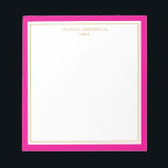 Elegant Magenta Guld Personlig Anteckningsblock<br><div class="desc">Det här anteckningsblocket har elegant och minimalistiska tjocka magentan gräns och tunna guld gräns. Anpassa den med ditt namn eller med ditt företag namn.</div>
