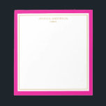 Elegant Magenta Guld Personlig Anteckningsblock<br><div class="desc">Det här anteckningsblocket har elegant och minimalistiska tjocka magentan gräns och tunna guld gräns. Anpassa den med ditt namn eller med ditt företag namn.</div>