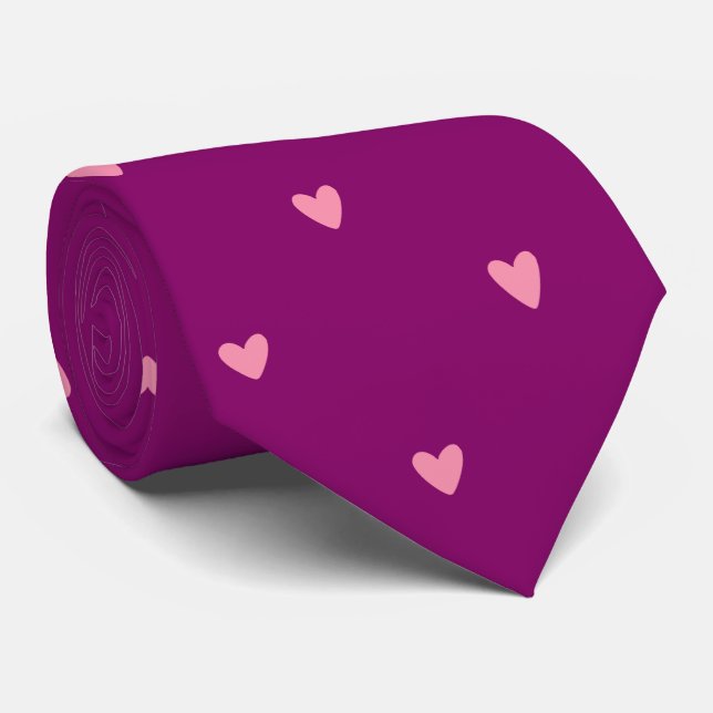 Elegant Magenta Hjärtmönstrad Slip för Bröllop Slips (Rullad)