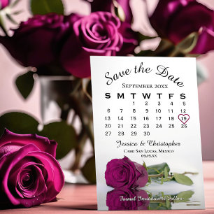 Elegant Magenta Lila Ro Bröllop Kalender Spara Datumet