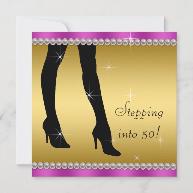 Elegant Magenta och Guld Födelsedagsfest Inbjudningar (Framsida)