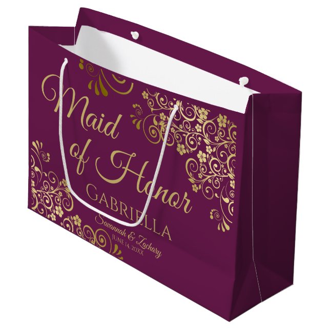 Elegant Magenta och Guld Maid of honor Bröllop (Framsidan Vinklad)