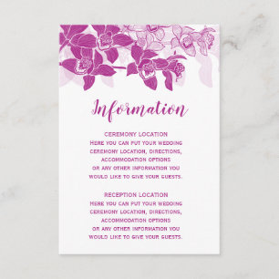 Elegant Magenta Orchids Bröllop informationskort Tilläggskort