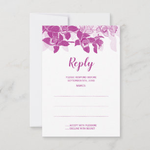 Elegant Magenta Orchids Bröllop-svarskort OSA Kort