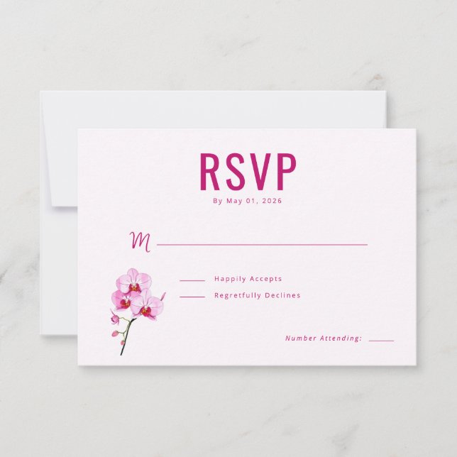 Elegant Magenta Orkidé RSVP OSA Kort (Framsida)