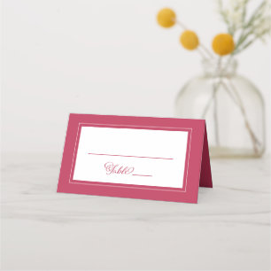 Elegant Magenta Red Bröllop Guest Bordsnummer Placeringskort