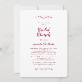 Elegant Magenta Red Calligraphy Bridal Brunch Inbjudningar
