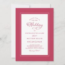 Elegant Magenta Red Modern Calligraphy Bröllop