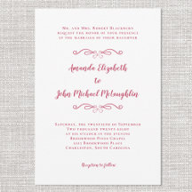 Elegant Magenta Red Script Classic Formal Bröllop