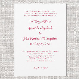 Elegant Magenta Red Script Classic Formal Bröllop Inbjudningar