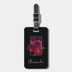 Elegant Magenta Ro Blommigt Bouquet Bagagebricka