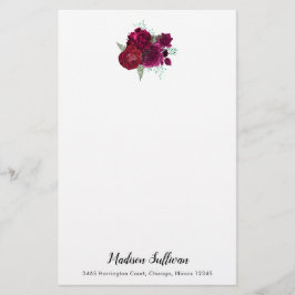 Elegant Magenta Ro Blommigt Bouquet Brevpapper