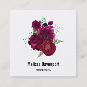 Elegant Magenta Ro Blommigt Bouquet Fyrkantigt Visitkort