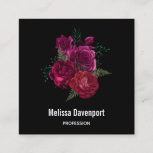 Elegant Magenta Ro Blommigt Bouquet Fyrkantigt Visitkort