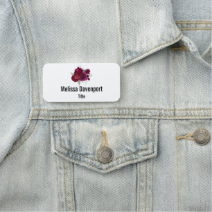 Elegant Magenta Ro Blommigt Bouquet Namnbricka