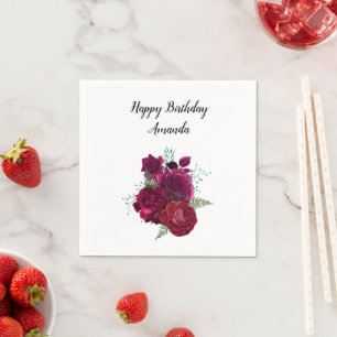 Elegant Magenta Ro Blommigt Bouquet Pappersservett
