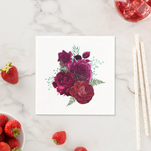 Elegant Magenta Ro Blommigt Bouquet Pappersservett