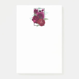 Elegant Magenta Ro Blommigt Bouquet Post-it Block