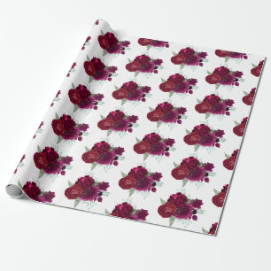 Elegant Magenta Ro Blommigt Bouquet Presentpapper