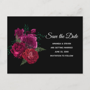 Elegant Magenta Ro Blommigt Bouquet Spara datum Inbjudan Vykort